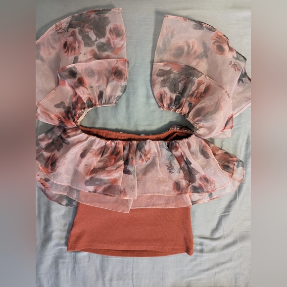 Anthropologie off the shoulder chiffon sleeves top xs nwt - Picture 3 of 4